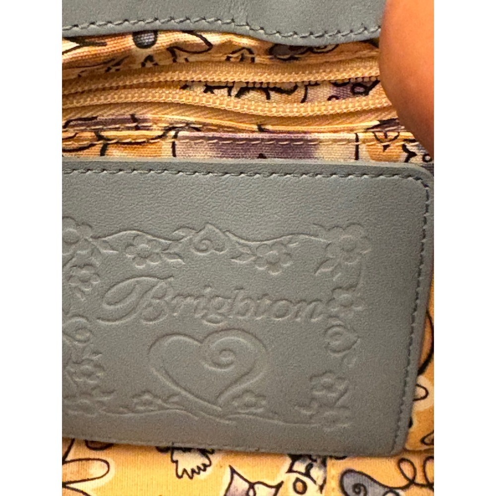 Brighton Woven Straw Blue Croc Embossed Leather Trim Shoulder Bag Heart Charm